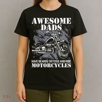 Awesome Dads Have Tattoo Beards Ride Motorcycles Fathers Day T-Shirt thumb 4
