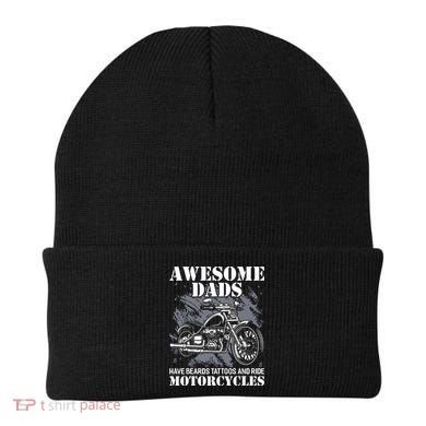 Awesome Dads Have Tattoo Beards Ride Motorcycles Fathers Day Beanie