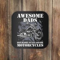 Awesome Dads Have Tattoo Beards Ride Motorcycles Fathers Day Coaster thumb 0