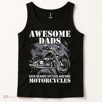 Awesome Dads Have Tattoo Beards Ride Motorcycles Fathers Day Tank Top thumb 2