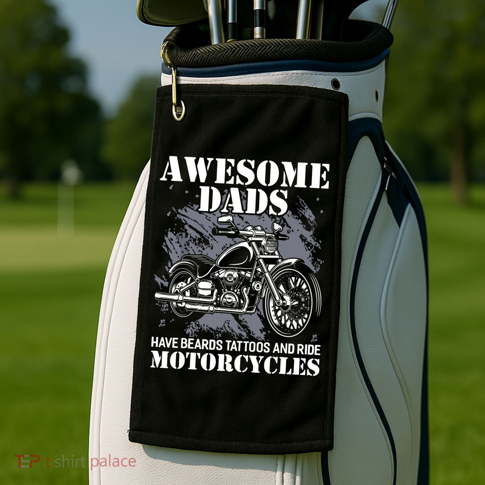 Awesome Dads Have Tattoo Beards Ride Motorcycles Fathers Day Golf Towel