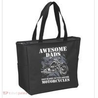 Awesome Dads Have Tattoo Beards Ride Motorcycles Fathers Day Tote Bag thumb 2