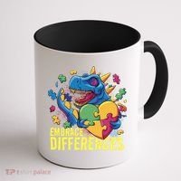 Autism Dinosaur Holding Puzzle Heart Coffee Mug thumb 1