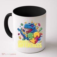 Autism Dinosaur Holding Puzzle Heart Coffee Mug thumb 0