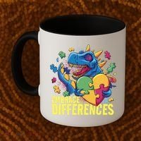 Autism Dinosaur Holding Puzzle Heart Coffee Mug thumb 2