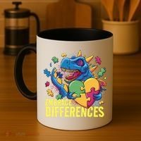 Autism Dinosaur Holding Puzzle Heart Coffee Mug thumb 4