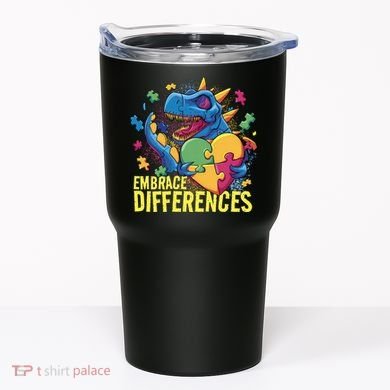 Autism Dinosaur Holding Puzzle Heart Tumbler