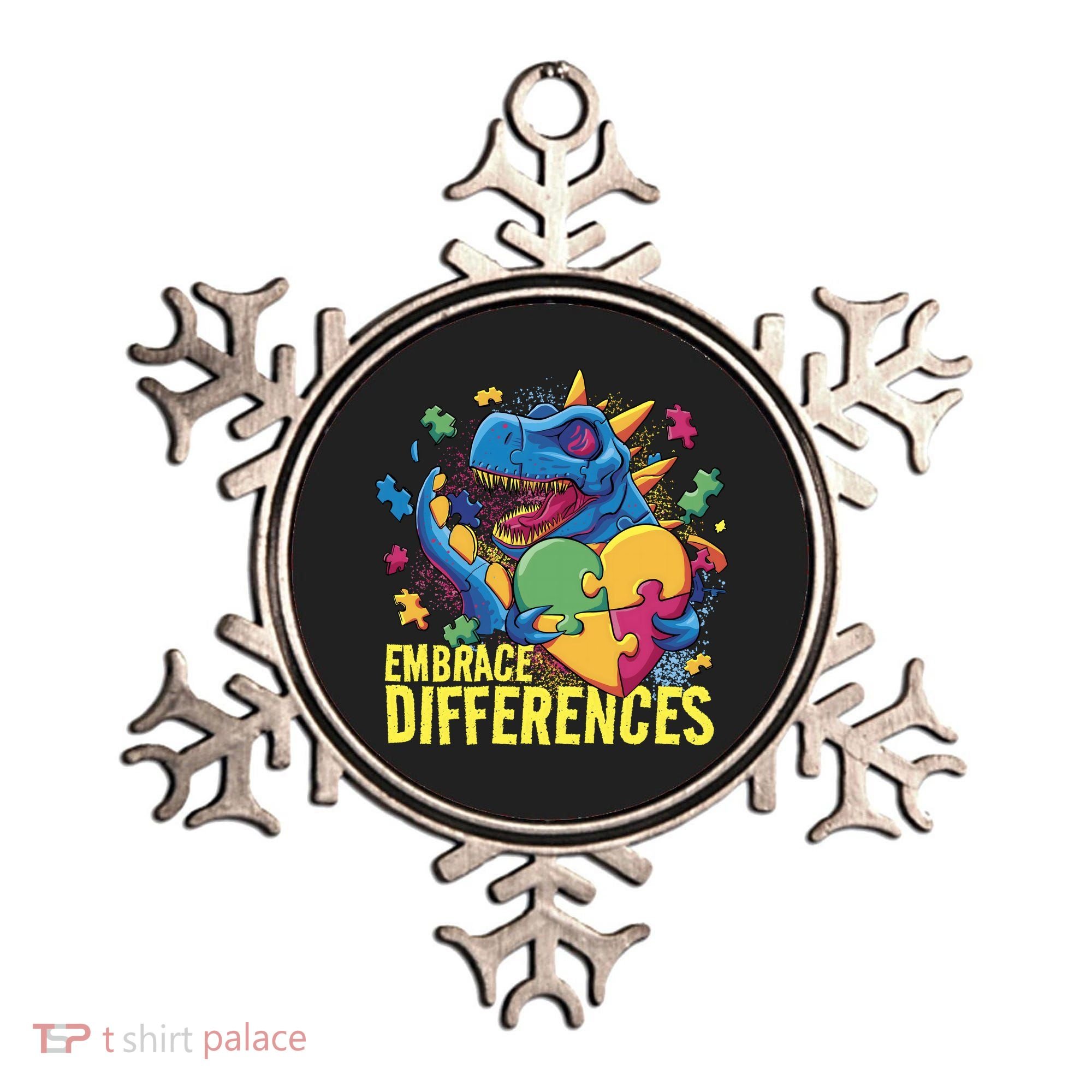 Autism Dinosaur Holding Puzzle Heart Ornament