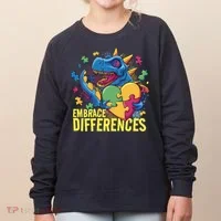 Autism Dinosaur Holding Puzzle Heart Women's Sweatshirt thumb 0