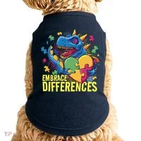 Autism Dinosaur Holding Puzzle Heart Doggie Tank thumb 0