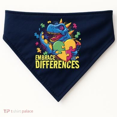 Autism Dinosaur Holding Puzzle Heart USA-Made Doggie Bandana