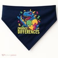 Autism Dinosaur Holding Puzzle Heart USA-Made Doggie Bandana thumb 0