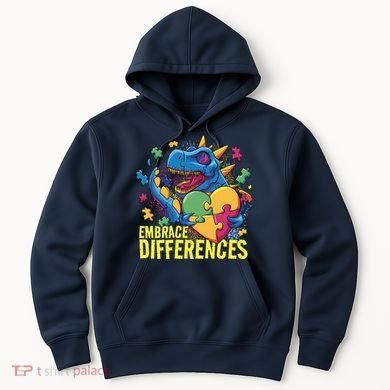 Autism Dinosaur Holding Puzzle Heart Hoodie