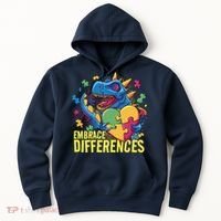 Autism Dinosaur Holding Puzzle Heart Hoodie thumb 0