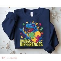 Autism Dinosaur Holding Puzzle Heart Sweatshirt thumb 2