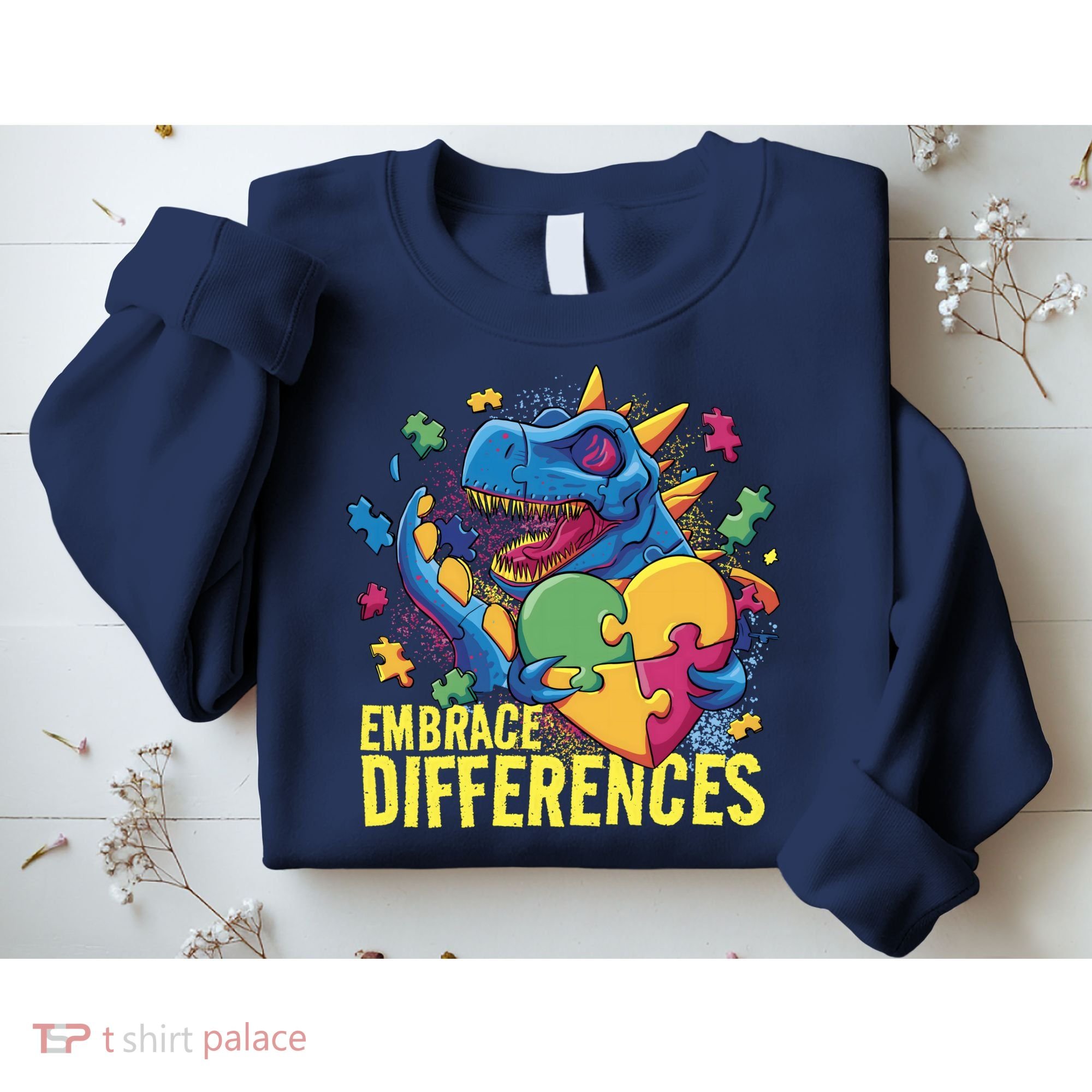 Autism Dinosaur Holding Puzzle Heart Sweatshirt