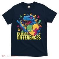Autism Dinosaur Holding Puzzle Heart T-Shirt thumb 0