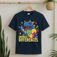 Autism Dinosaur Holding Puzzle Heart T-Shirt thumb 2