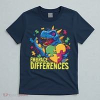Autism Dinosaur Holding Puzzle Heart T-Shirt thumb 5