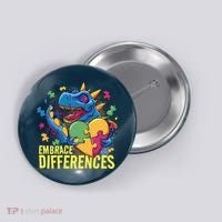 Autism Dinosaur Holding Puzzle Heart Button thumb 0