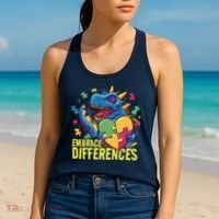 Autism Dinosaur Holding Puzzle Heart Women's Tank Top thumb 2