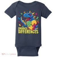 Autism Dinosaur Holding Puzzle Heart Baby Bodysuit thumb 0