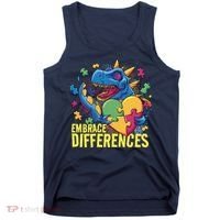 Autism Dinosaur Holding Puzzle Heart Tank Top thumb 0