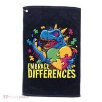 Autism Dinosaur Holding Puzzle Heart Golf Towel thumb 0