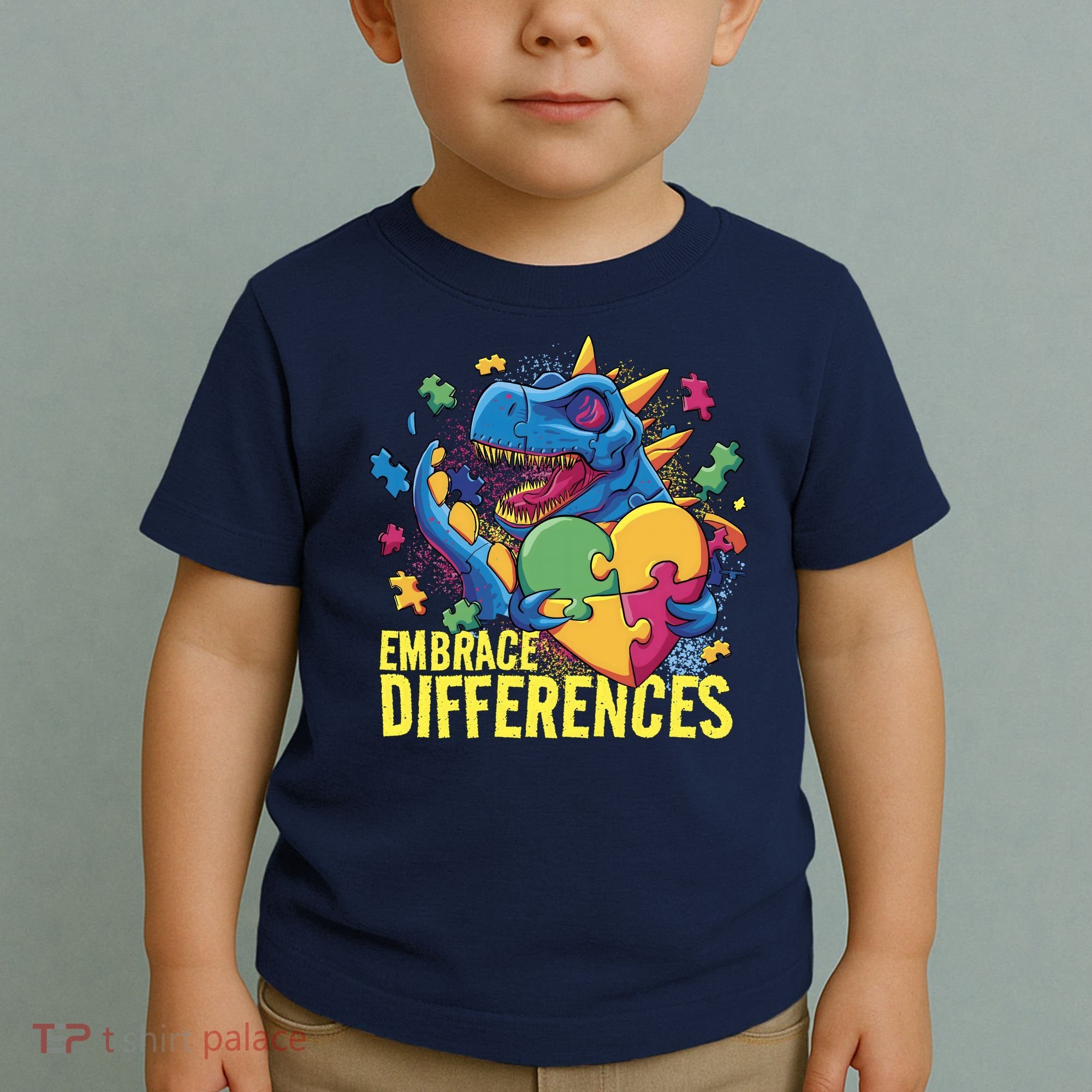 Autism Dinosaur Holding Puzzle Heart Toddler T-Shirt