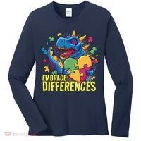 Autism Dinosaur Holding Puzzle Heart Women's Long Sleeve Shirt thumb 0