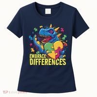 Autism Dinosaur Holding Puzzle Heart Women's T-Shirt thumb 0