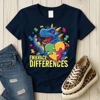 Autism Dinosaur Holding Puzzle Heart Women's T-Shirt thumb 3