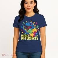 Autism Dinosaur Holding Puzzle Heart Women's T-Shirt thumb 4