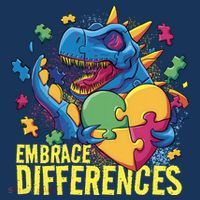 Autism Dinosaur Holding Puzzle Heart Women's T-Shirt thumb 6