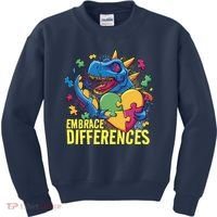 Autism Dinosaur Holding Puzzle Heart Kids Sweatshirt thumb 0