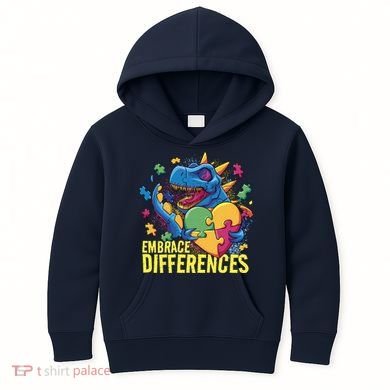 Autism Dinosaur Holding Puzzle Heart Kids Hoodie