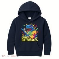 Autism Dinosaur Holding Puzzle Heart Kids Hoodie thumb 0