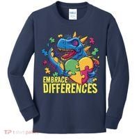 Autism Dinosaur Holding Puzzle Heart Kids Long Sleeve Shirt thumb 0