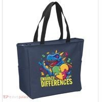 Autism Dinosaur Holding Puzzle Heart Tote Bag thumb 2