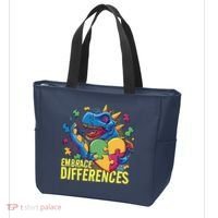 Autism Dinosaur Holding Puzzle Heart Tote Bag thumb 3