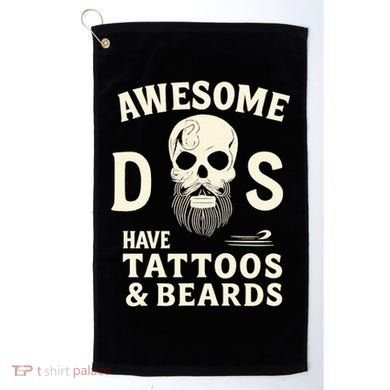 Awesome Dads Have Tattoos & Beards Golf Towel