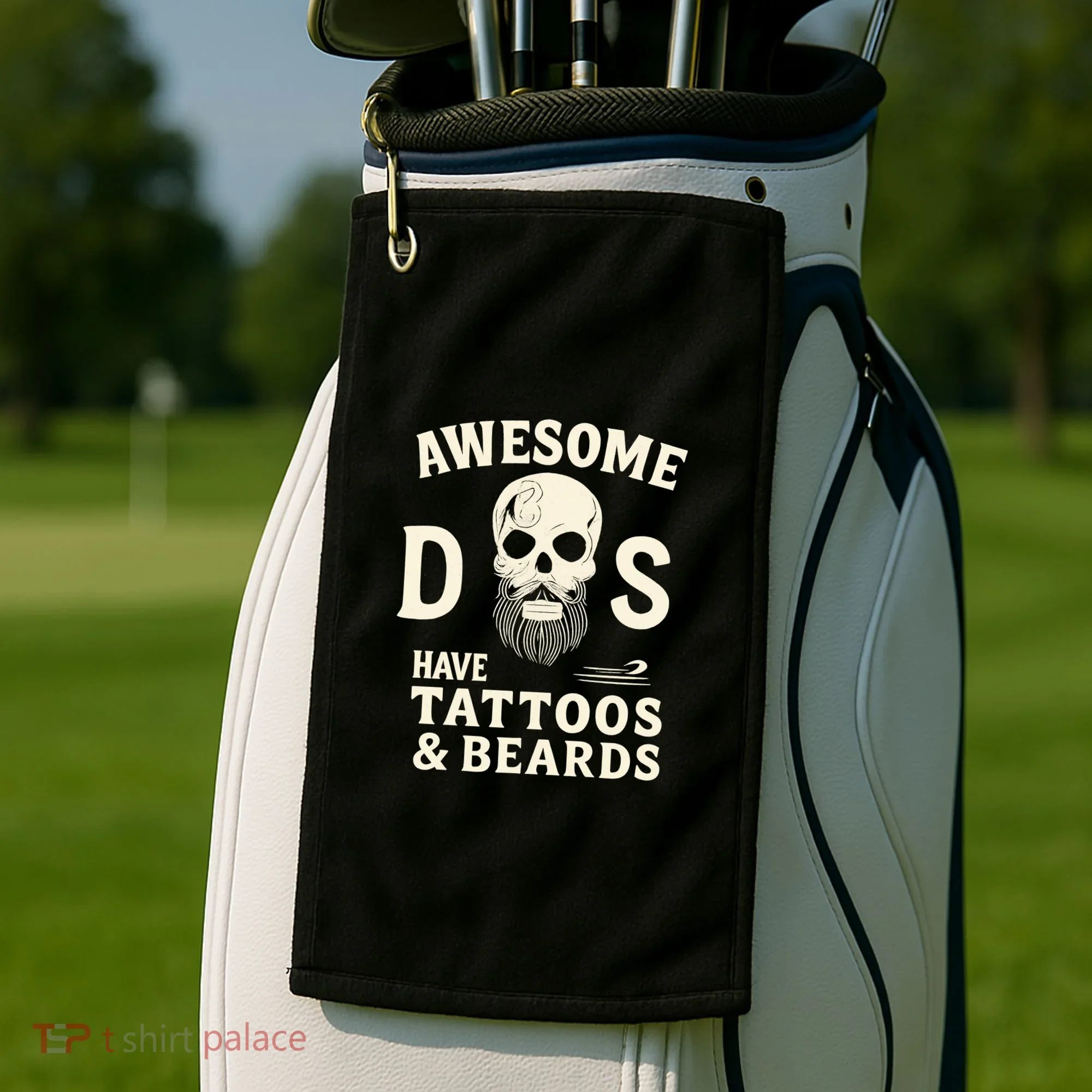 Awesome Dads Have Tattoos & Beards Golf Towel