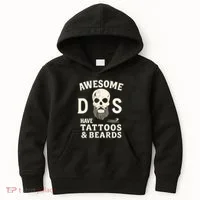 Awesome Dads Have Tattoos & Beards Kids Hoodie thumb 0