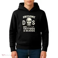 Awesome Dads Have Tattoos & Beards Kids Hoodie thumb 4
