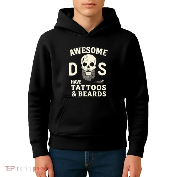 Awesome Dads Have Tattoos & Beards Kids Hoodie