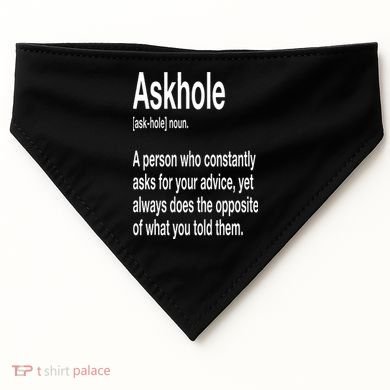 Askhole Definition Hilarious Gag Dictionary Adult USA-Made Doggie Bandana