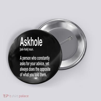Askhole Definition Hilarious Gag Dictionary Adult Button