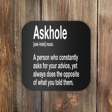 Askhole Definition Hilarious Gag Dictionary Adult Coaster