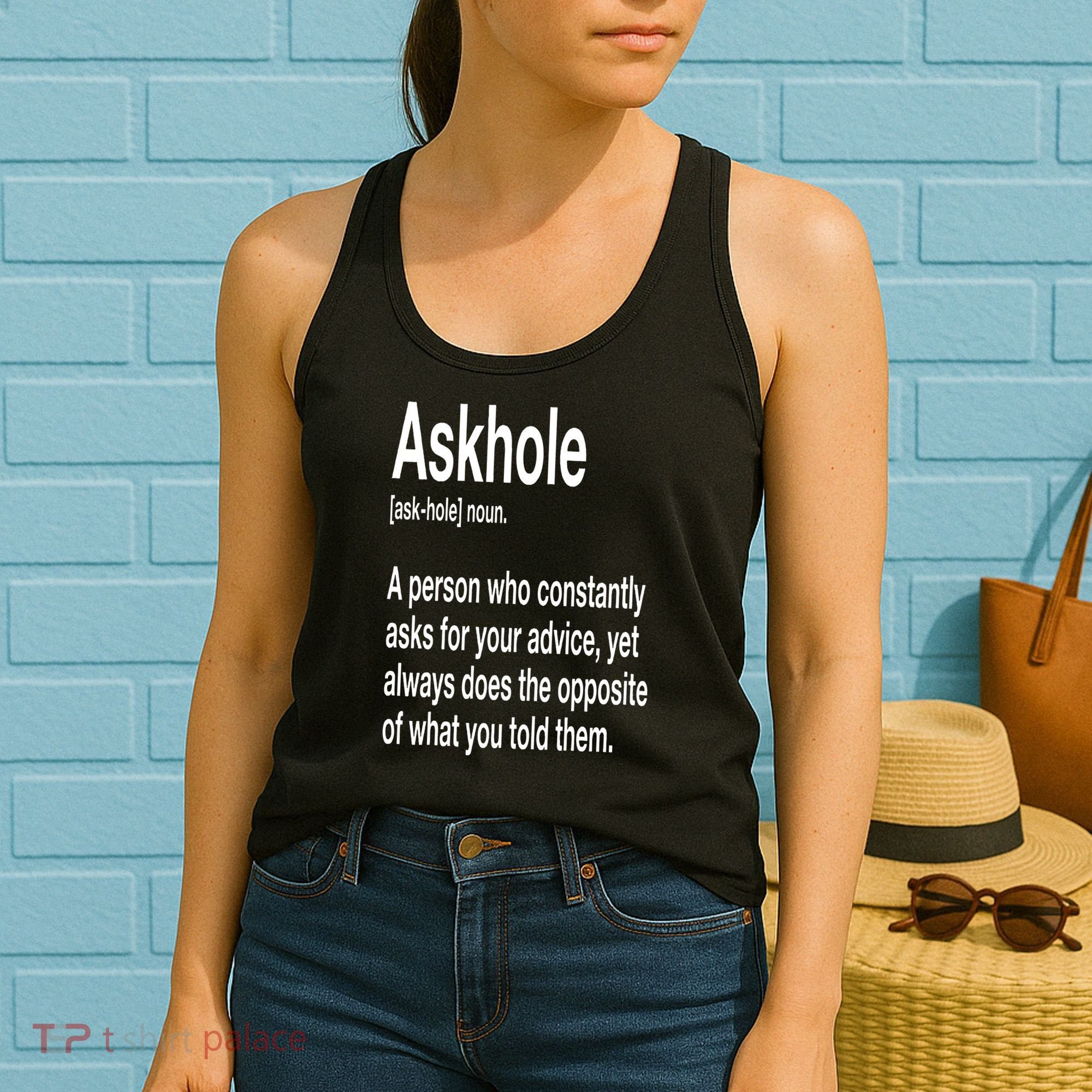 Askhole Definition Hilarious Gag Dictionary Adult Women's Tank Top