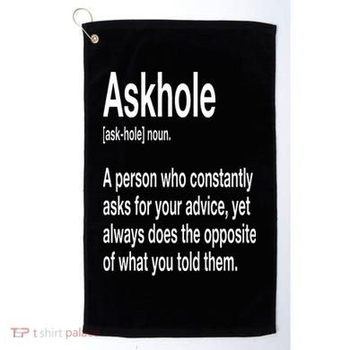 Askhole Definition Hilarious Gag Dictionary Adult Golf Towel